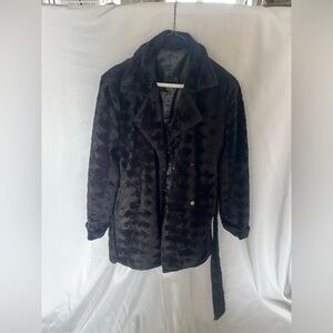 EUC Vintage 1960's Short Hair Faux Fur Coat, Black, Medium